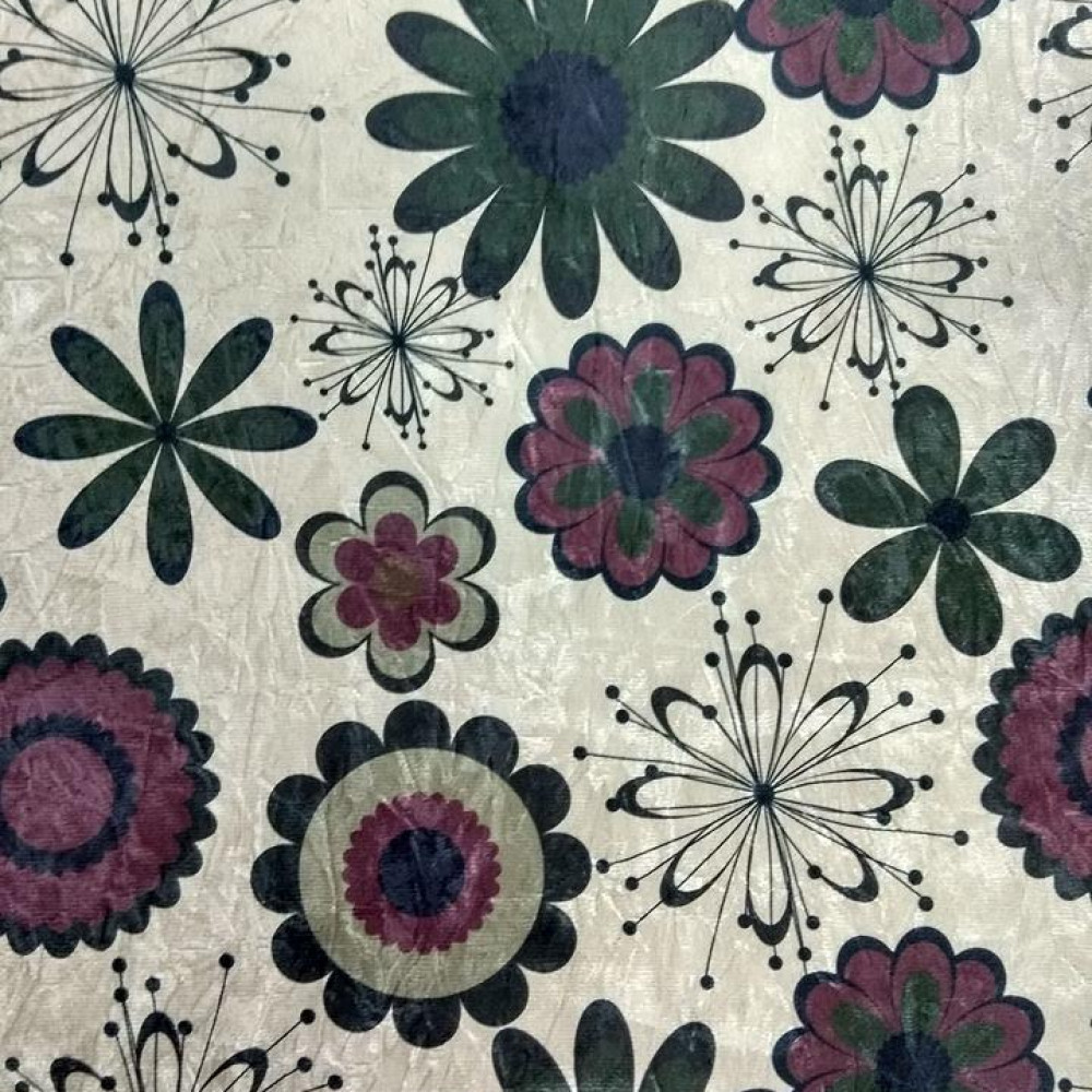 Tecido Suede Estampado Bege Flores