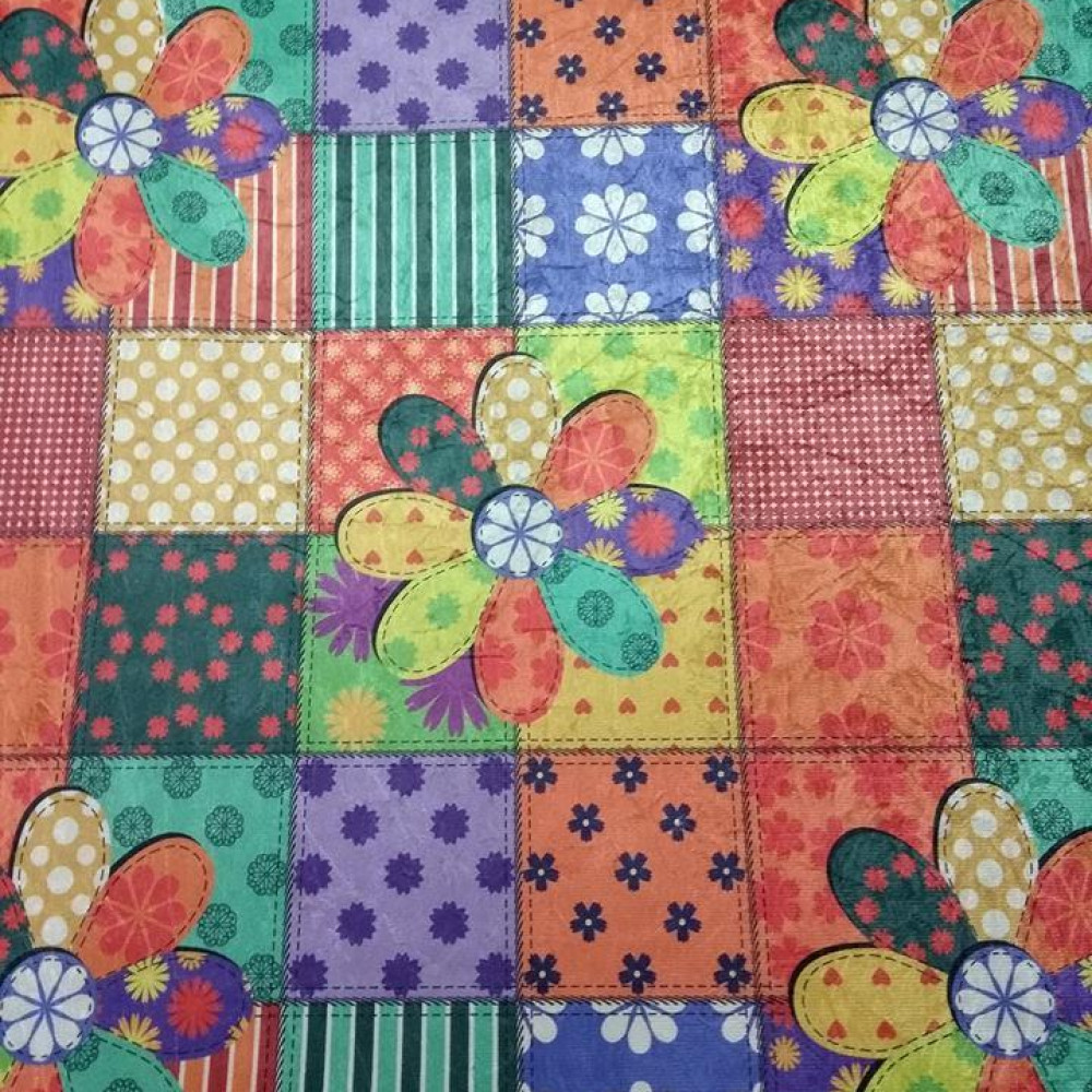 Tecido Sued Estampado Flores Coloridas - Foto 1 de 1