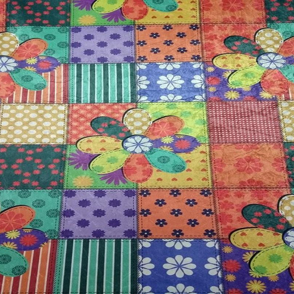 Tecido Sued Estampado Flores Coloridas