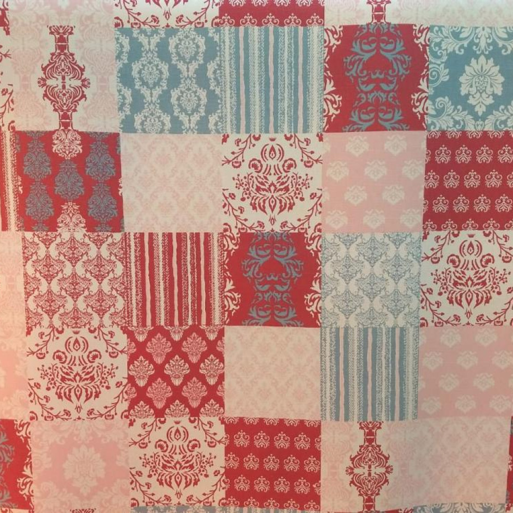 Tecido Fiama Mosaico Azul e Rosa