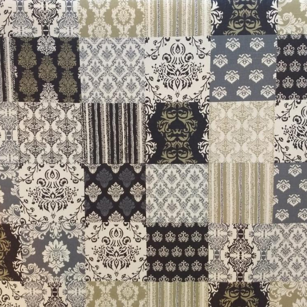 Tecido Fiama Mosaico Cinza e Branco
