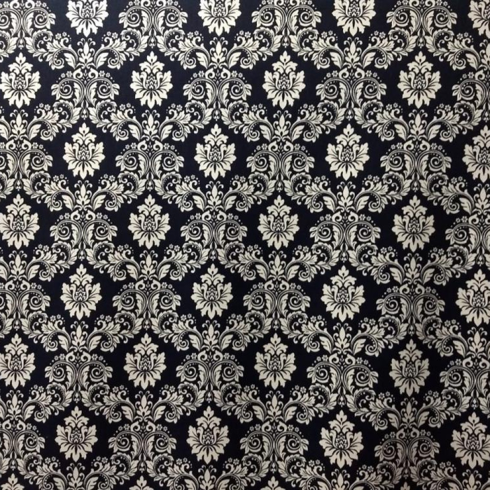Tecido Fiama Arabesco Azul Marinho