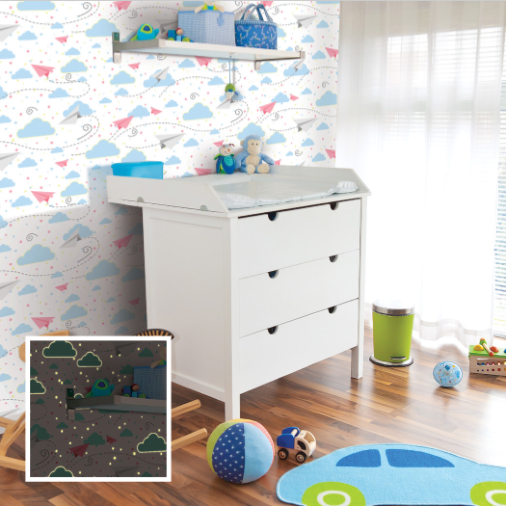 Tecido Wall Linea Decor Cloud Azul Claro - Foto 1 de 2