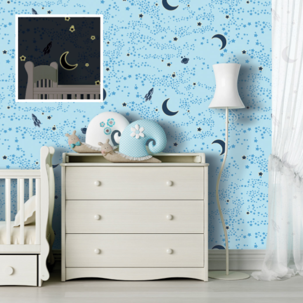 Tecido Wall Linea Decor Sky Azul Claro - Foto 2 de 2