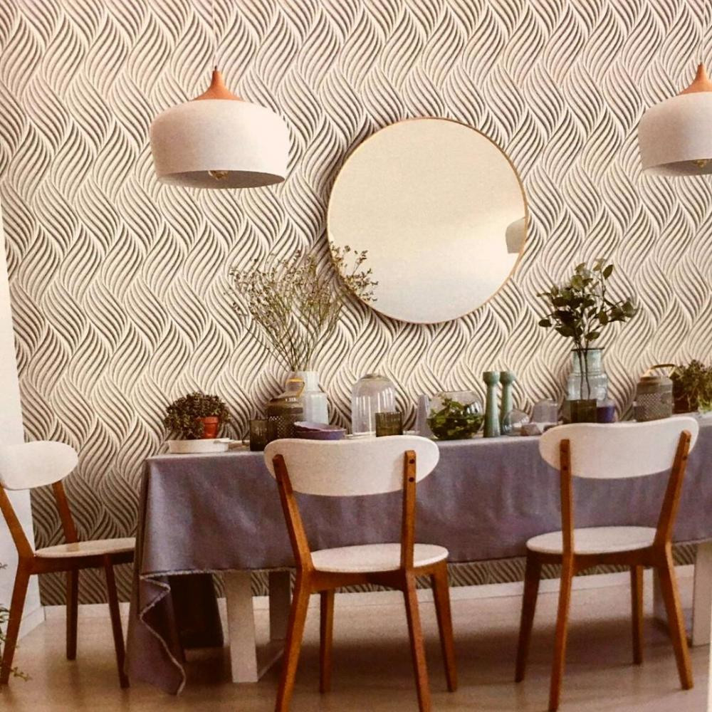 Tecido Wall Linea Decor Wave Puff Bege - Foto 2 de 2